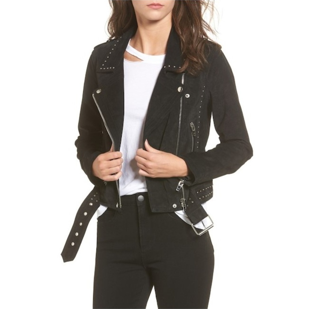 NWT BLANKNYC Studded Suede Moto Jacket Onyx
